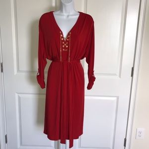 Micheal Kors Red 3X Lace Up Dress